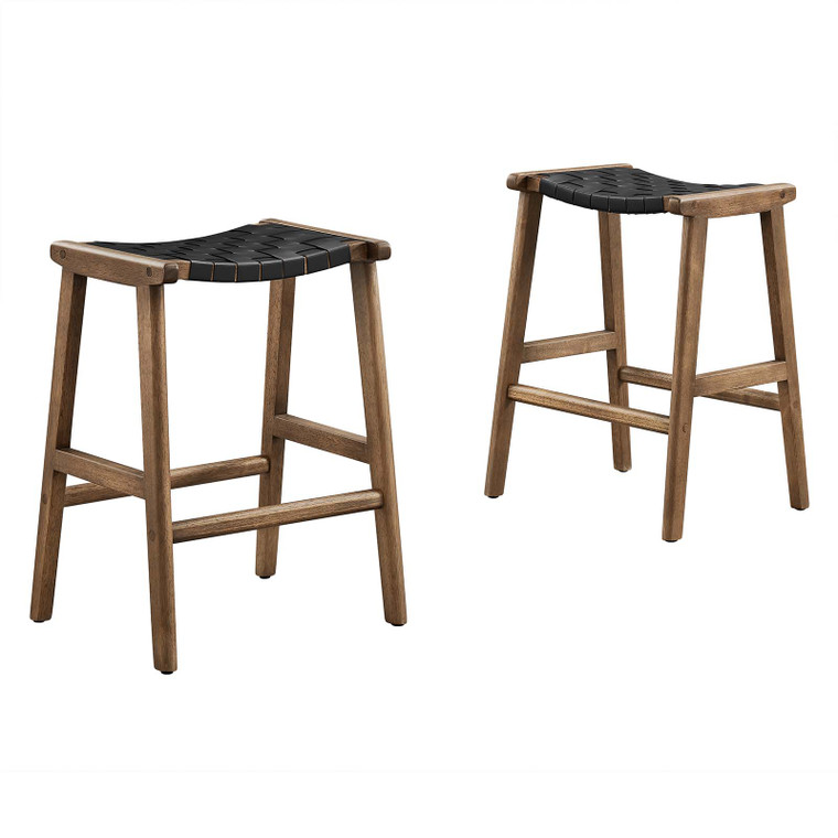 Saorise Wood Counter Stool - Set Of 2 - Walnut Black EEI-6547-WAL-BLK By Modway Furniture