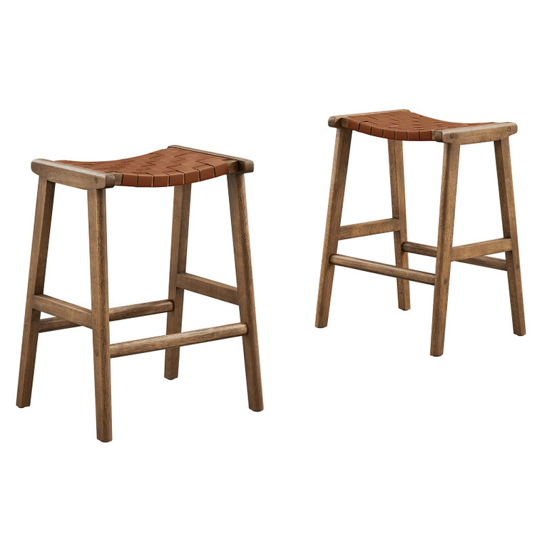 Saorise Wood Counter Stool - Set Of 2 - Walnut Brown EEI-6547-WAL-BRN By Modway Furniture