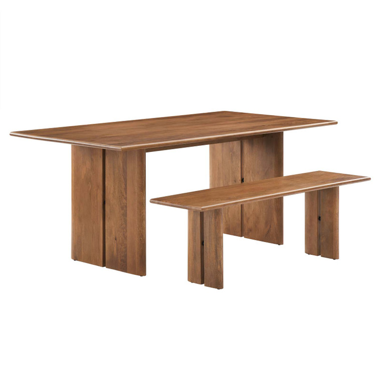Amistad 72" Wood Dining Table And Bench Set - Walnut EEI-6559-WAL By Modway Furniture