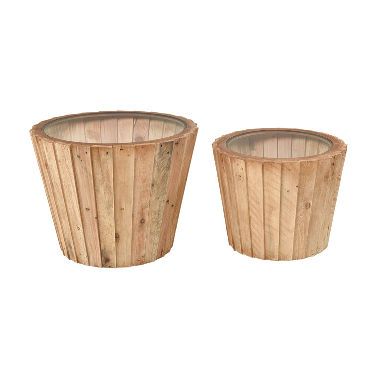 Elk Aviation Accent Tables In Natural Wood And Clear (Set Of 2) 351-10738/S2