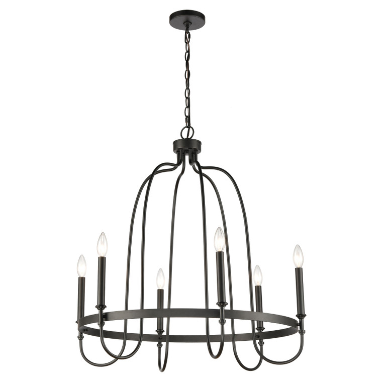 Elk Wickshire 29'' Wide 6-Light Chandelier - Matte Black 46383/6