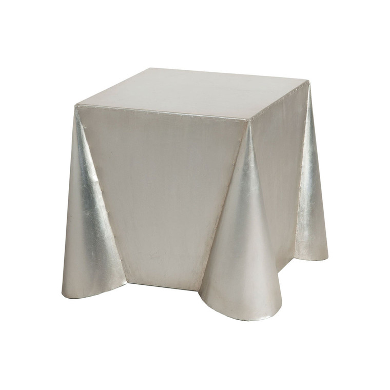 Elk Tin Covered Side Table In Antique Silver Leaf 7117006