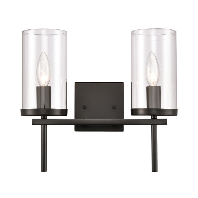 Elk Oakland 13.5'' Wide 2-Light Vanity Light - Black CN290216