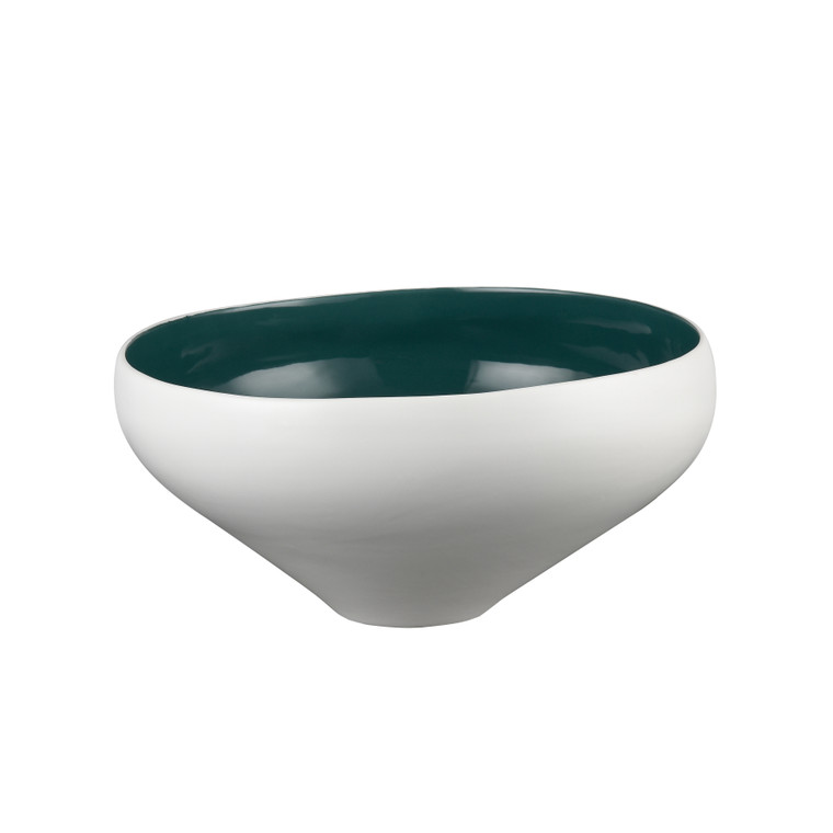 Elk Greer Bowl - Tall White And Turquoise Glazed H0017-9753