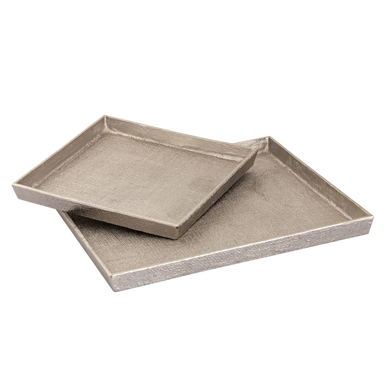 Elk Square Linen Texture Tray - Set Of 2 Nickel H0807-10661/S2