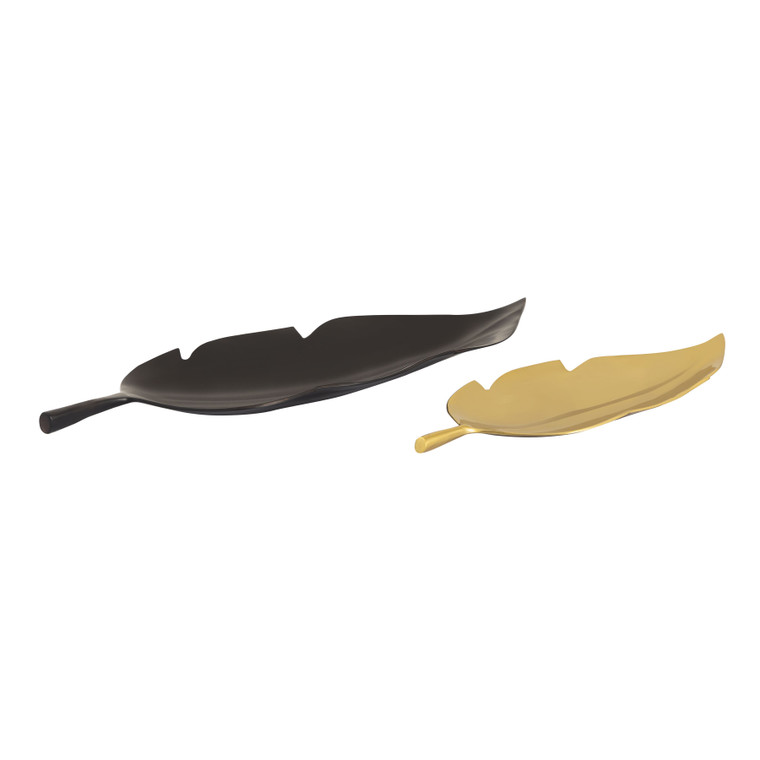 Elk Ennis Leaf Tray - Set Of 2 Bronze And Brass S0807-9790/S2