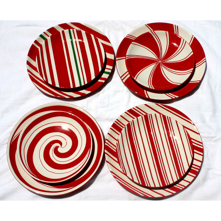 Elk Candy Cane Style Plates (Set Of 4) S48CCP/S4