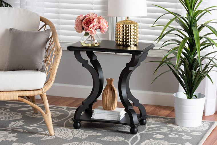 Baxton Studio Cianna Classic And Traditional Black Wood End Table JY21A025-Black-Wooden-ET