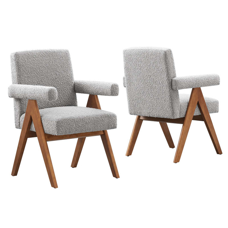 Lyra Boucle Fabric Dining Room Chair - Set Of 2 EEI-6506-LGR By Modway Furniture