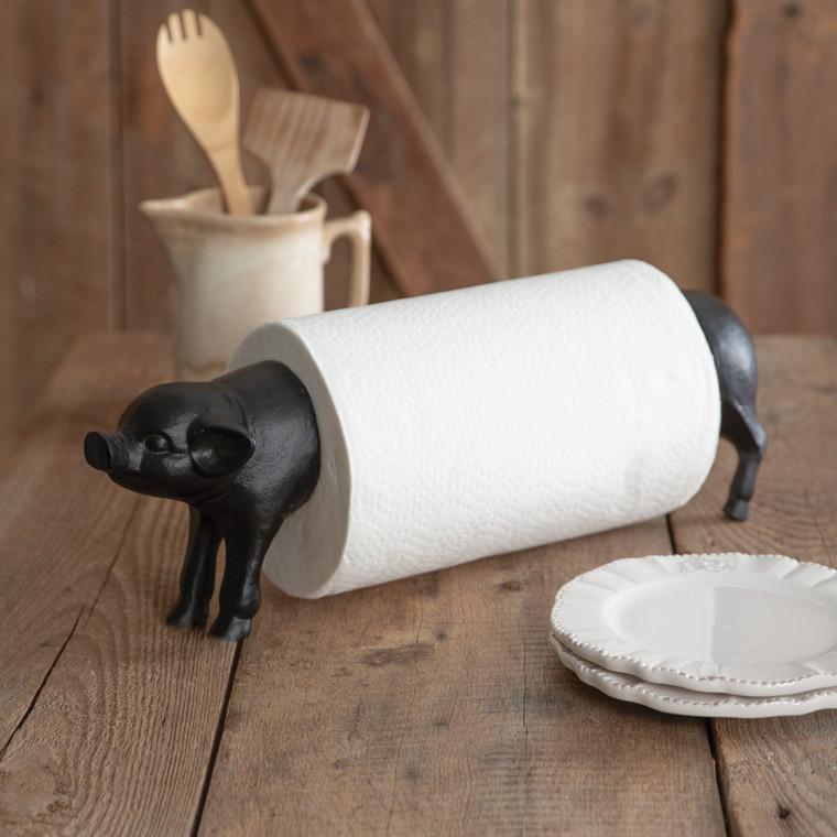 CTW Home Cast Iron Pig Paper Towel Holder 420277