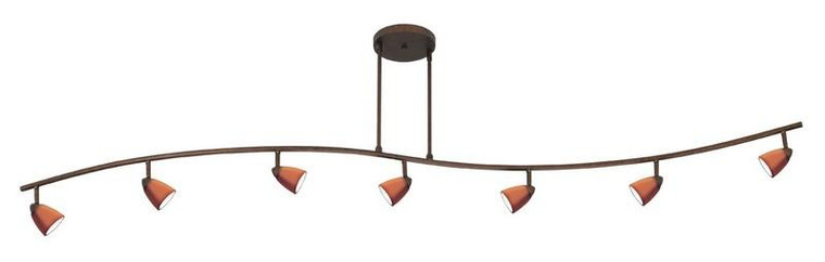 954-77L-RU/AM 7 Track Light With Amber Shade - Rust by Calighting