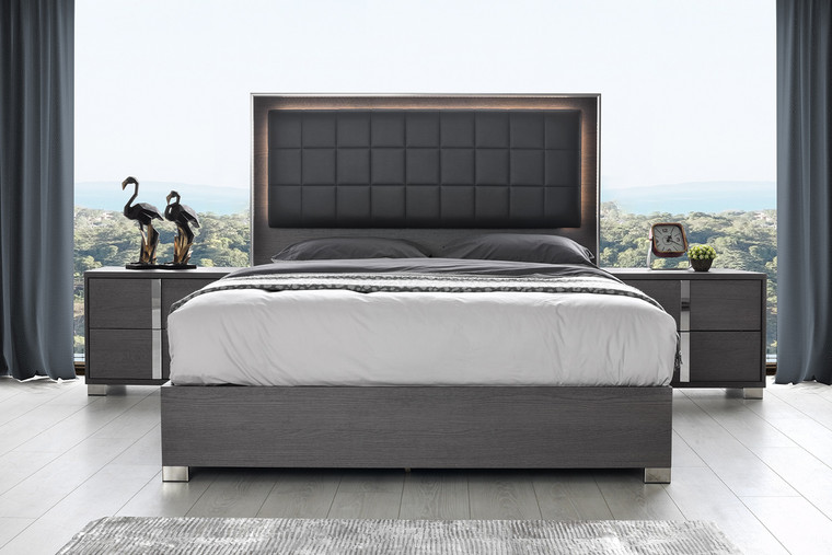 J&M Giulia Queen Bed In Matte Grey SR08-203Q