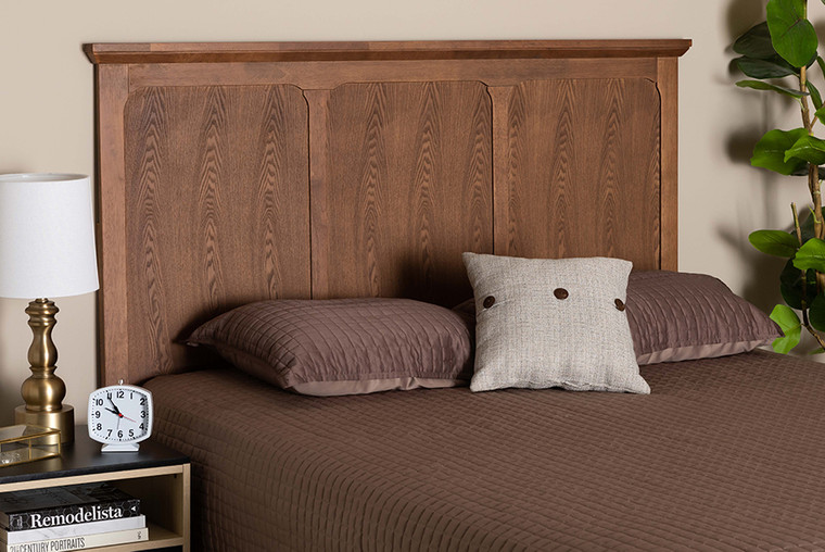 Baxton Studio Alarice Classic And Traditional Ash Walnut Finished Wood Queen Size Headboard MG9791-Ash Walnut-HB-Queen
