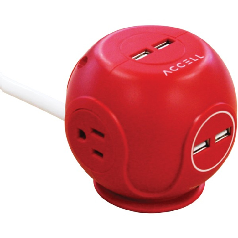 Power Cutie Compact Surge Protector With Usb Charging Ports (Red) ACELD080B049C By Petra