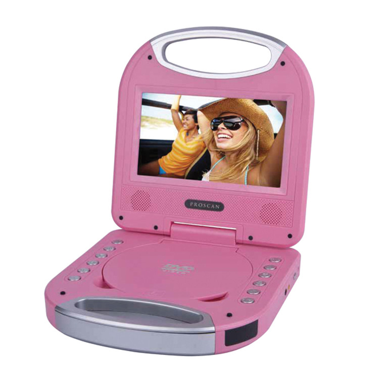 7-In. Portable Dvd Player With Earphones, Remote, And Integrated Handle, Pink, Pdvd7049 CURPDVD7049PK By Petra