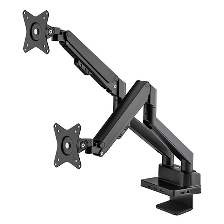 Aluminum Gas-Spring Dual-Monitor Desk Mount With 8-In-1 Docking Station ICI461887 By Petra