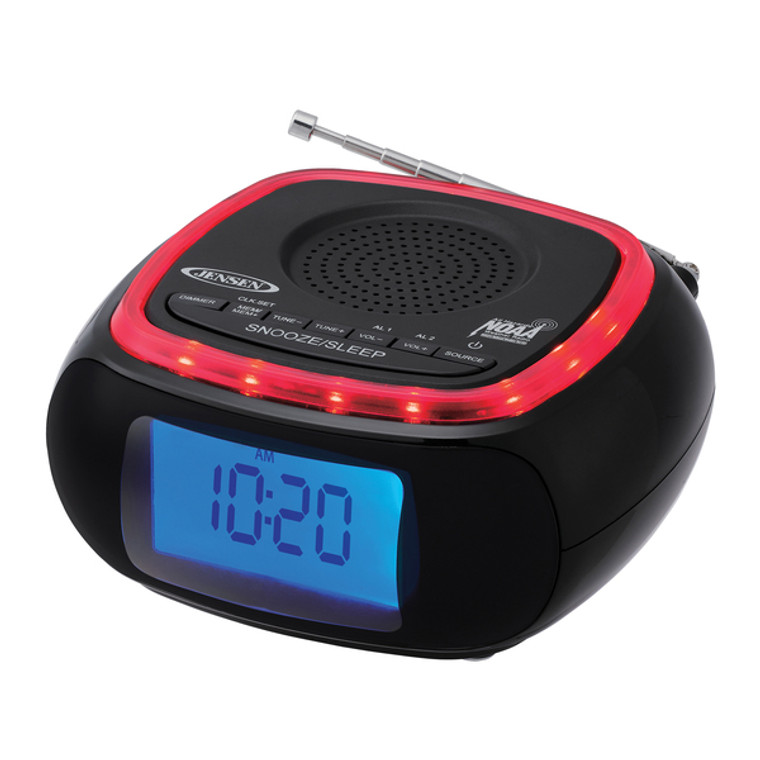Digital Am/Fm Weather Band Alarm Clock Radio With Noaa(R) Weather Alert And Red Led Alert Indicator Ring JENJEP725 By Petra