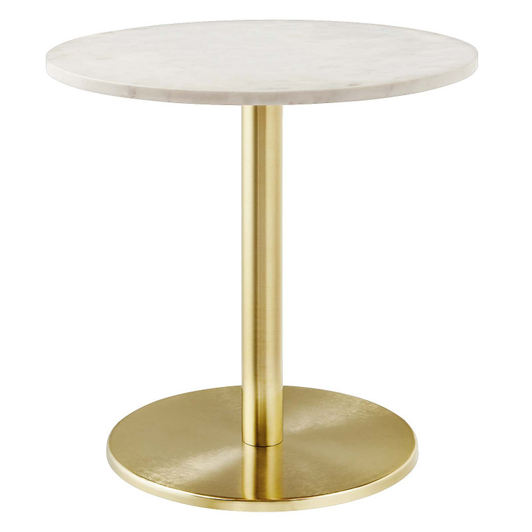Viva Round White Marble Side Table - Brass White EEI-6609-BRA-WHI By Modway Furniture