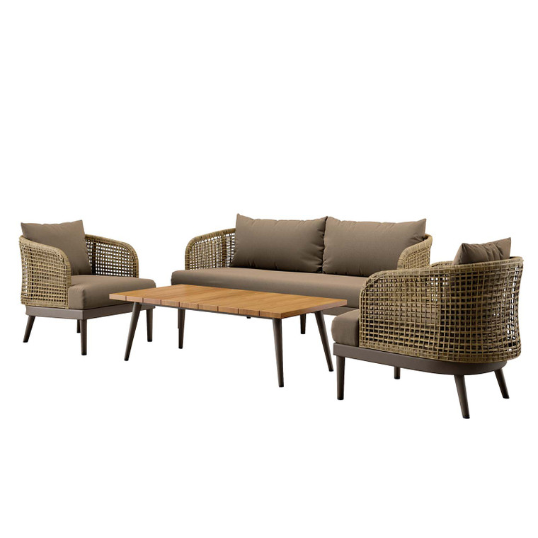 Meadow 4-Piece Outdoor Patio Set - Natural Taupe EEI-5672-NAT-TAU By Modway Furniture