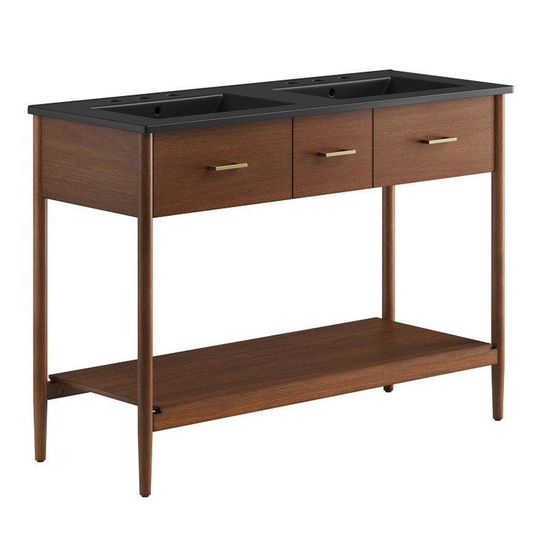 Zaire 48" Double Sink Bathroom Vanity - Walnut Black EEI-6827-WAL-BLK By Modway Furniture