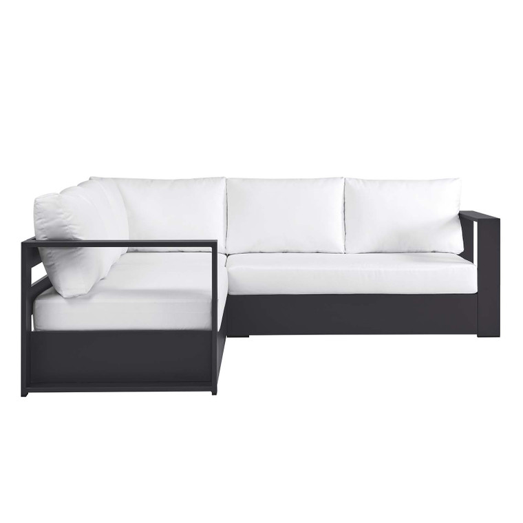 Tahoe Outdoor Patio Powder-Coated Aluminum 3-Piece Sectional Sofa Set - Gray White EEI-6668-GRY-WHI By Modway Furniture