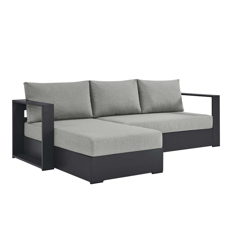 Tahoe Outdoor Patio Powder-Coated Aluminum 2-Piece Left-Facing Chaise Sectional Sofa Set - Gray Gray EEI-6670-GRY-GRY By Modway Furniture