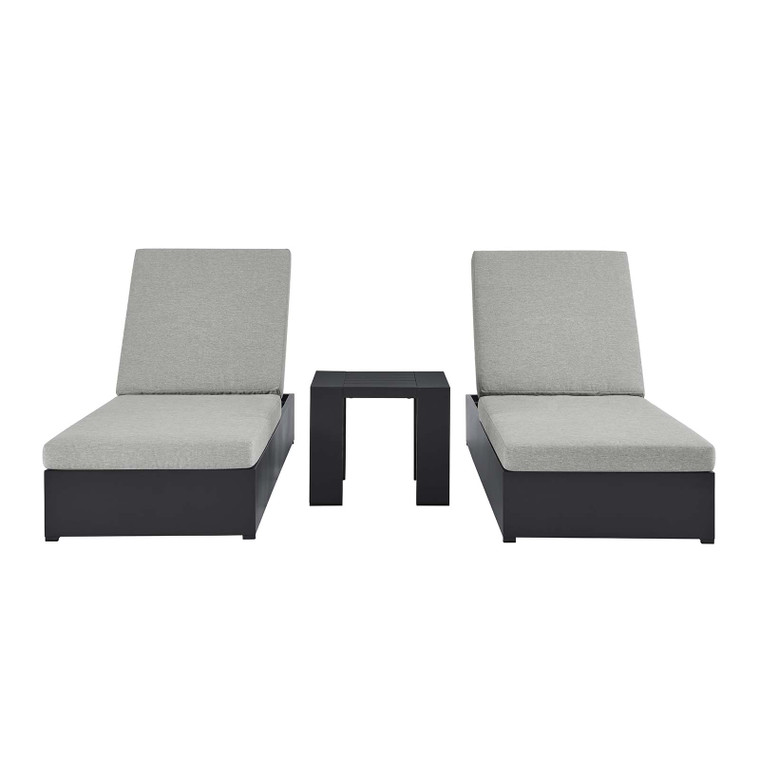 Tahoe Outdoor Patio Powder-Coated Aluminum 3-Piece Chaise Lounge Set - Gray Gray EEI-6673-GRY-GRY By Modway Furniture