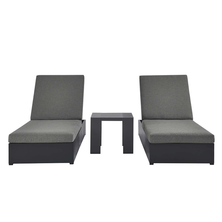 Tahoe Outdoor Patio Powder-Coated Aluminum 3-Piece Chaise Lounge Set - Gray Charcoal EEI-6673-GRY-CHA By Modway Furniture