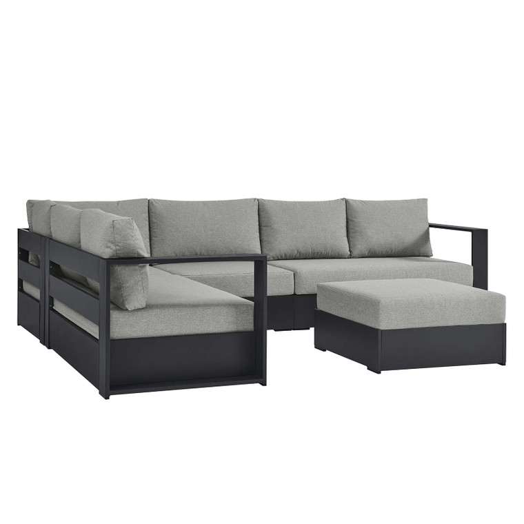Tahoe Outdoor Patio Powder-Coated Aluminum 5-Piece Sectional Sofa Set - Gray Gray EEI-6674-GRY-GRY By Modway Furniture