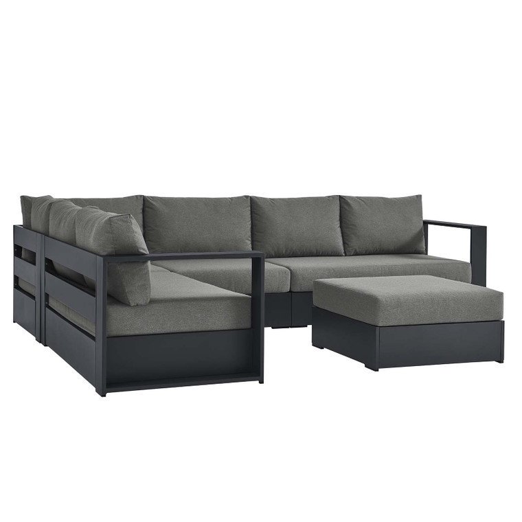 Tahoe Outdoor Patio Powder-Coated Aluminum 5-Piece Sectional Sofa Set - Gray Charcoal EEI-6674-GRY-CHA By Modway Furniture