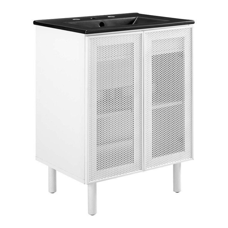 Calla 24" Perforated Metal Bathroom Vanity - Black White EEI-6679-BLK-WHI By Modway Furniture