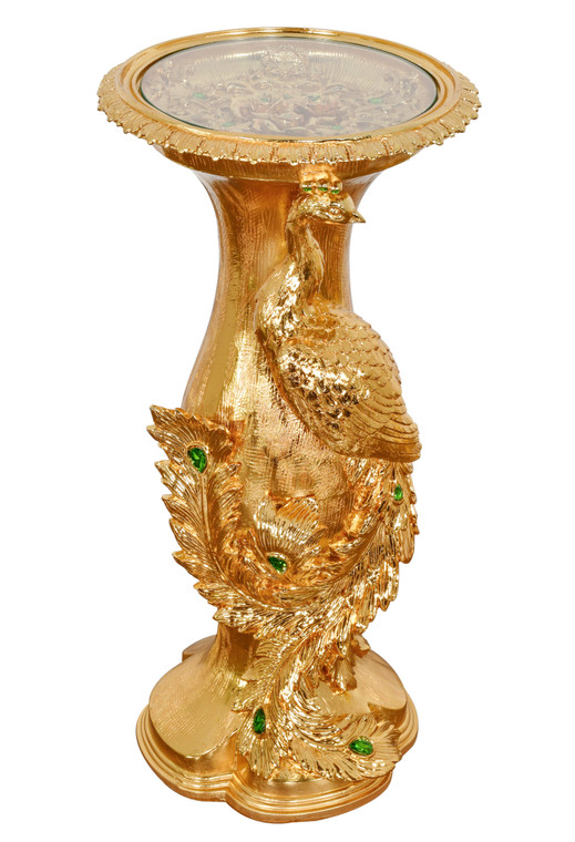 AFD Home 12024974 Golden Peacock Artistic Pedestal-Gold