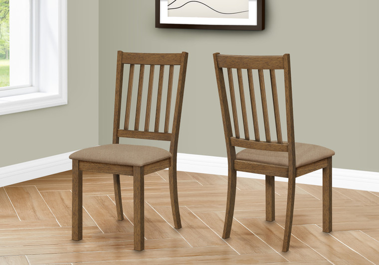 Monarch Brown Fabric Transitional Upholstered Dining Chair - Walnut Wood Frame (Set Of 2) I 1312