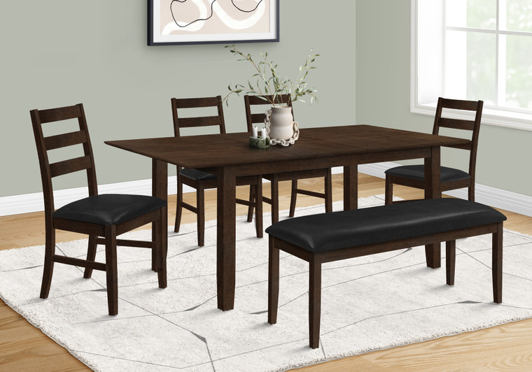 Monarch 78" Rectangular Transitional 18" Extension Panel Dining Table - Brown Veneer I 1331