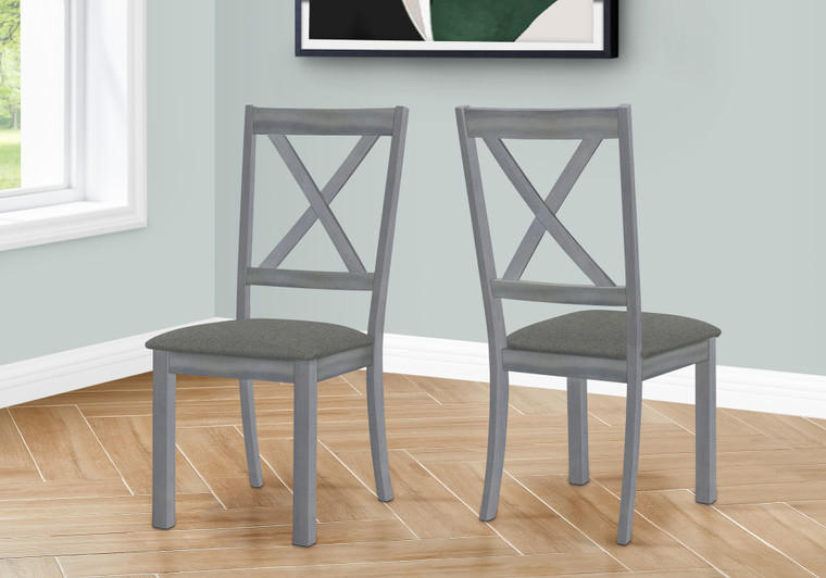 Monarch Transitional Upholstered Dining Chair - Grey Wood Frame (Set Of 2) I 1435