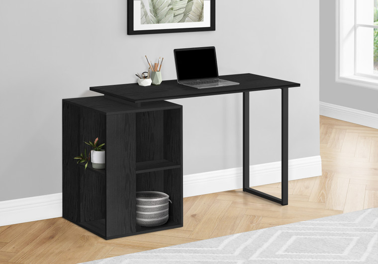 Monarch 55"L Black Laminate Left & Right Set Up Computer Desk - Black Metal I 7601