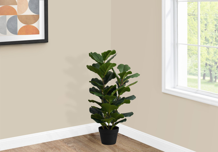Monarch 32" Tall Fiddle Tree Decorative Artificial Plant - Black Pot I 9511