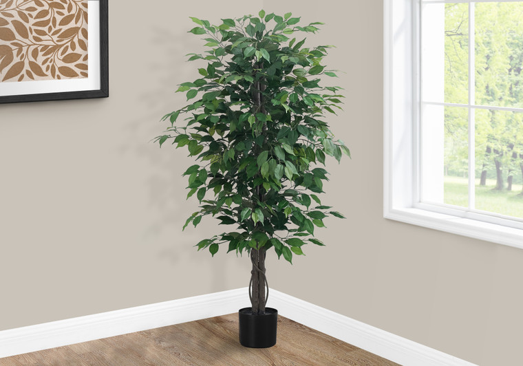 Monarch 58" Tall Decorative Ficus Artificial Plant - Black Pot I 9564