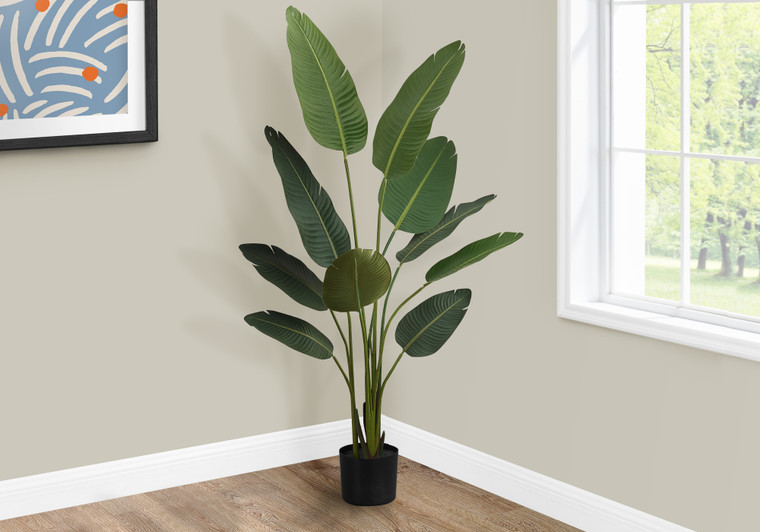 Monarch 60" Tall Bird Of Paradise Tree Decorative Artificial Plant - Black Pot I 9570