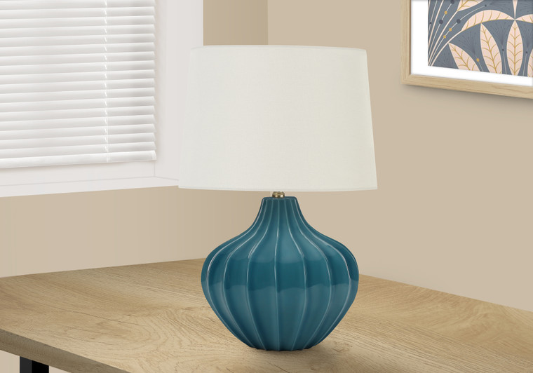Monarch 24"H Transitional Blue Ceramic Table Lamp - Ivory/Cream Shade I 9612