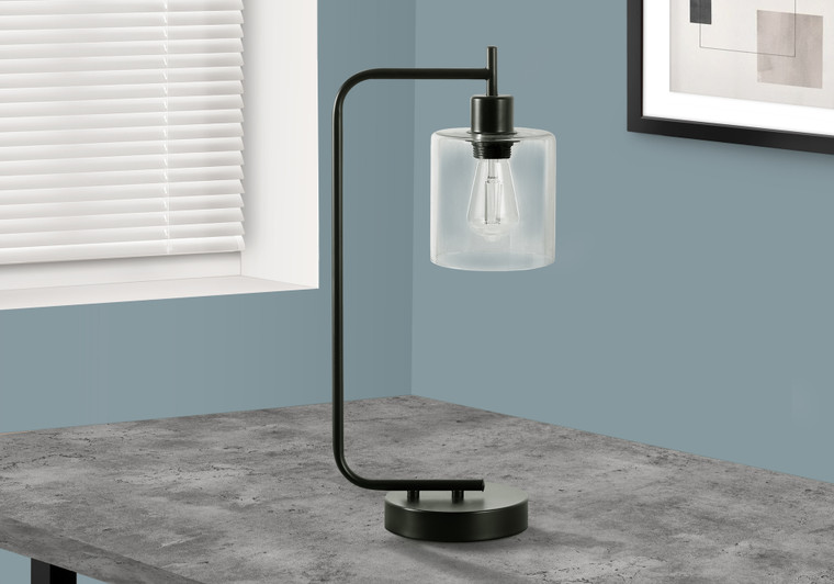 Monarch 20"H Modern Black Metal Table Lamp - Glass Shade (Usb Port Included) I 9637
