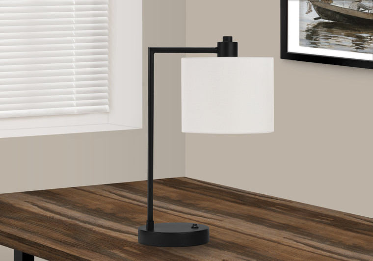 Monarch 19"H Modern Black Metal Table Lamp - Ivory/Cream Shade (Usb Port Included) I 9646