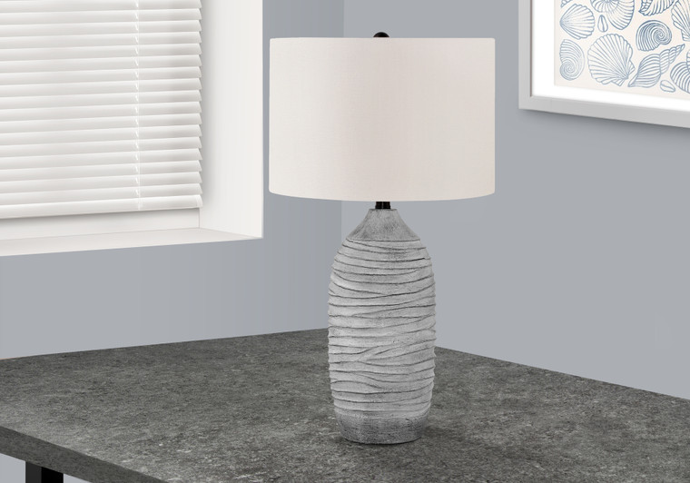 Monarch 27"H Modern Grey Resin Table Lamp - Ivory/Cream Shade I 9723