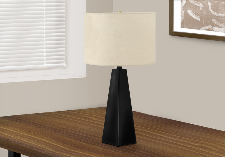 Monarch 27"H Modern Black Resin Table Lamp - Beige Shade I 9726