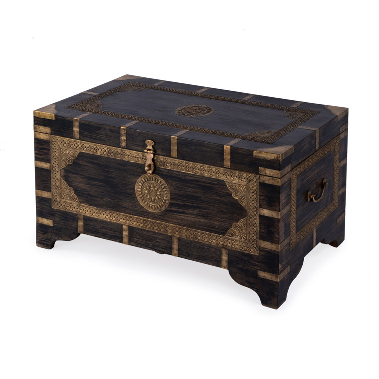 Butler Company Nador 32 In. W Rectangular Hand-Painted Brass Inlay Storage Trunk Coffee Table, Brown 3365451 "Special"