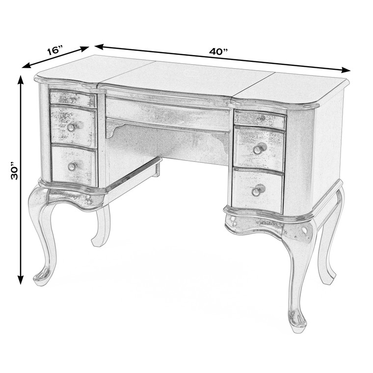 Butler Company Charlotte Vanity Desk With Storage, Beige 735424 "Special"