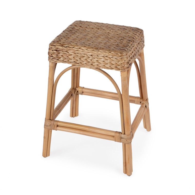 Butler Company Robias 24.5" Rectangular Rattan And Water Hyacinth Counter Stool, Light Brown 5513440 "Special"