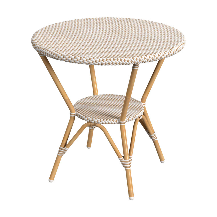 Butler Company Tobias Outdoor Rattan Round Bistro Table, Beige And White 5646433 "Special"