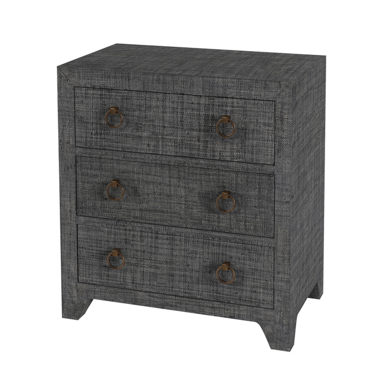 Butler Company Bar Harbor Charcoal Raffia 3 Drawer Nightstand, Charcoal 5667420 "Special"