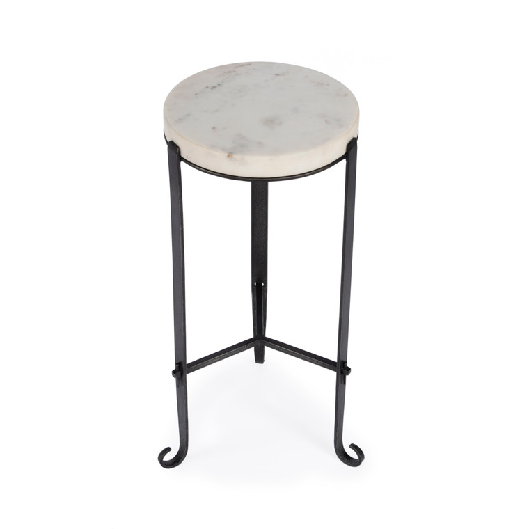 Butler Company Freya Marble And Iron Round 11.5"W Side Table, Black And White 5690389 "Special"